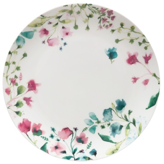 Тарелка фарфоровая для закусок 23 см белая с цветами Primavera