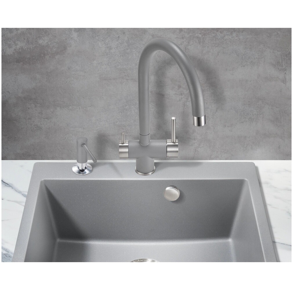 Смеситель для кухни однорычажный с краном для питьевой воды серый металлик Milacio Ultra MCU.554.GR - изображение 4