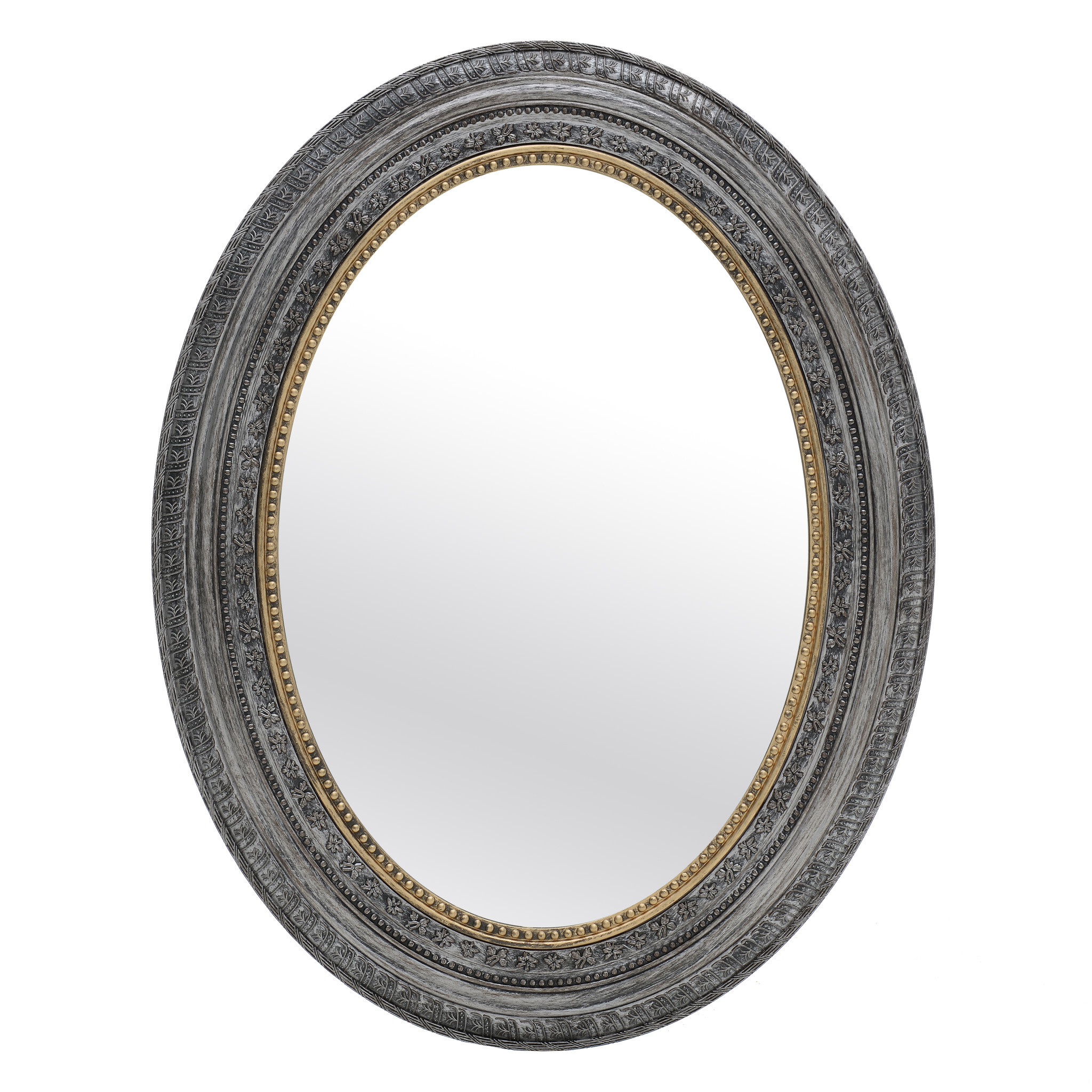 Зеркало настенное овальное серое