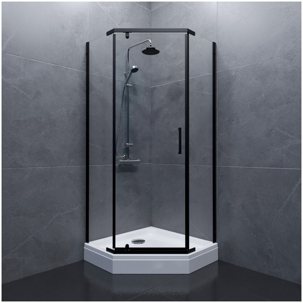 Душевой уголок пятиугольный 90х90 см белый, черный Triton "Дека-Блэк" Щ0000059782 - изображение 6