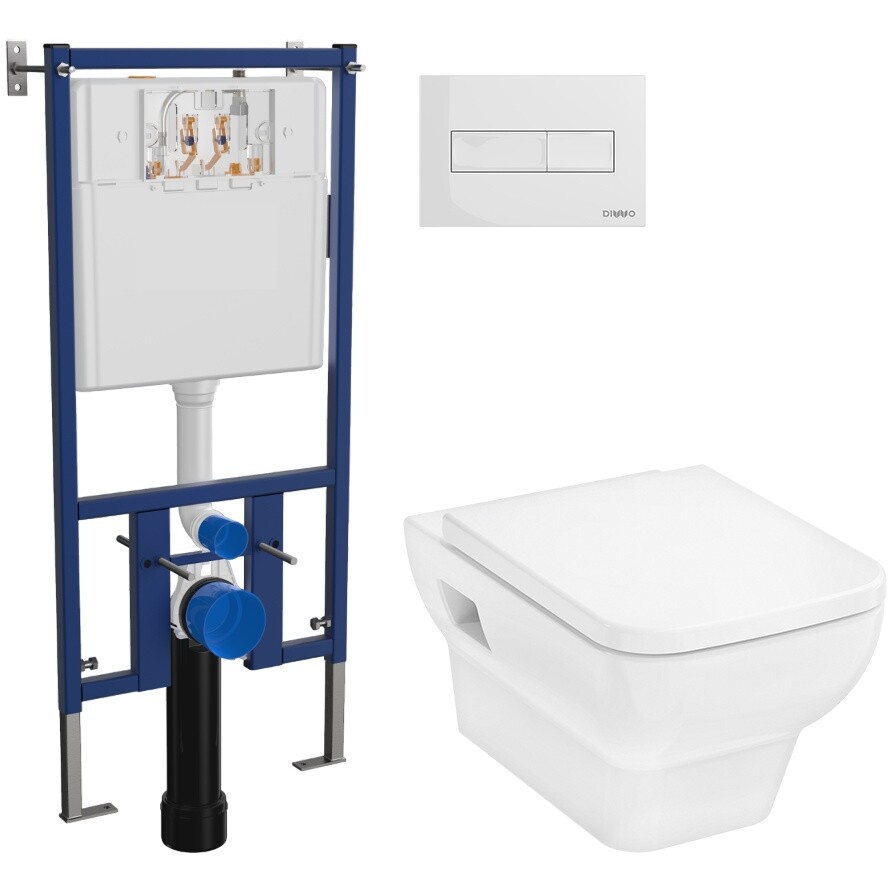 Унитаз подвесной Hansgrohe CreekTide Q с инсталляцией Diwo 4501, с кнопкой белой 7320