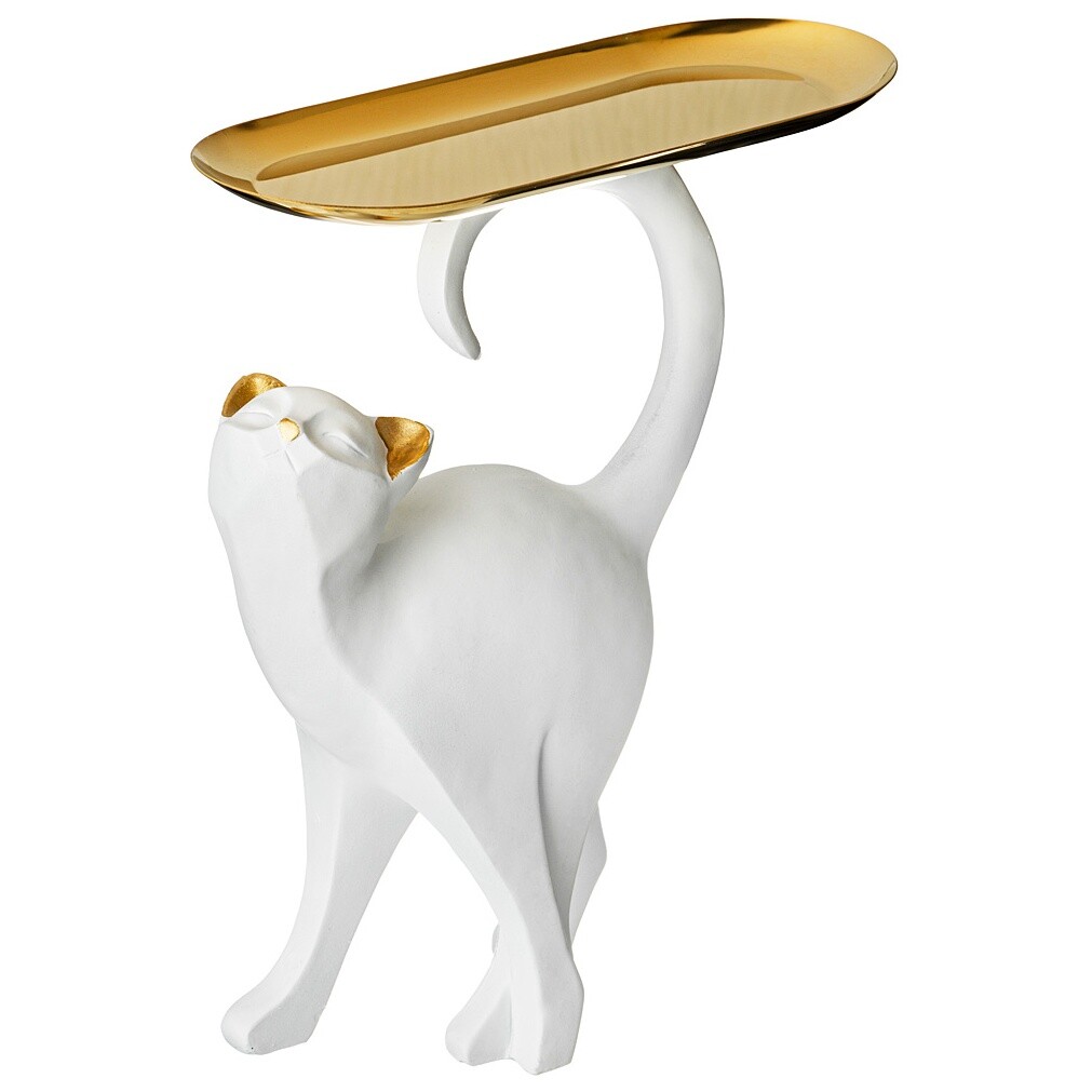Подставка декоративная для мелочей 28 см белая &quot;Кошка&quot;