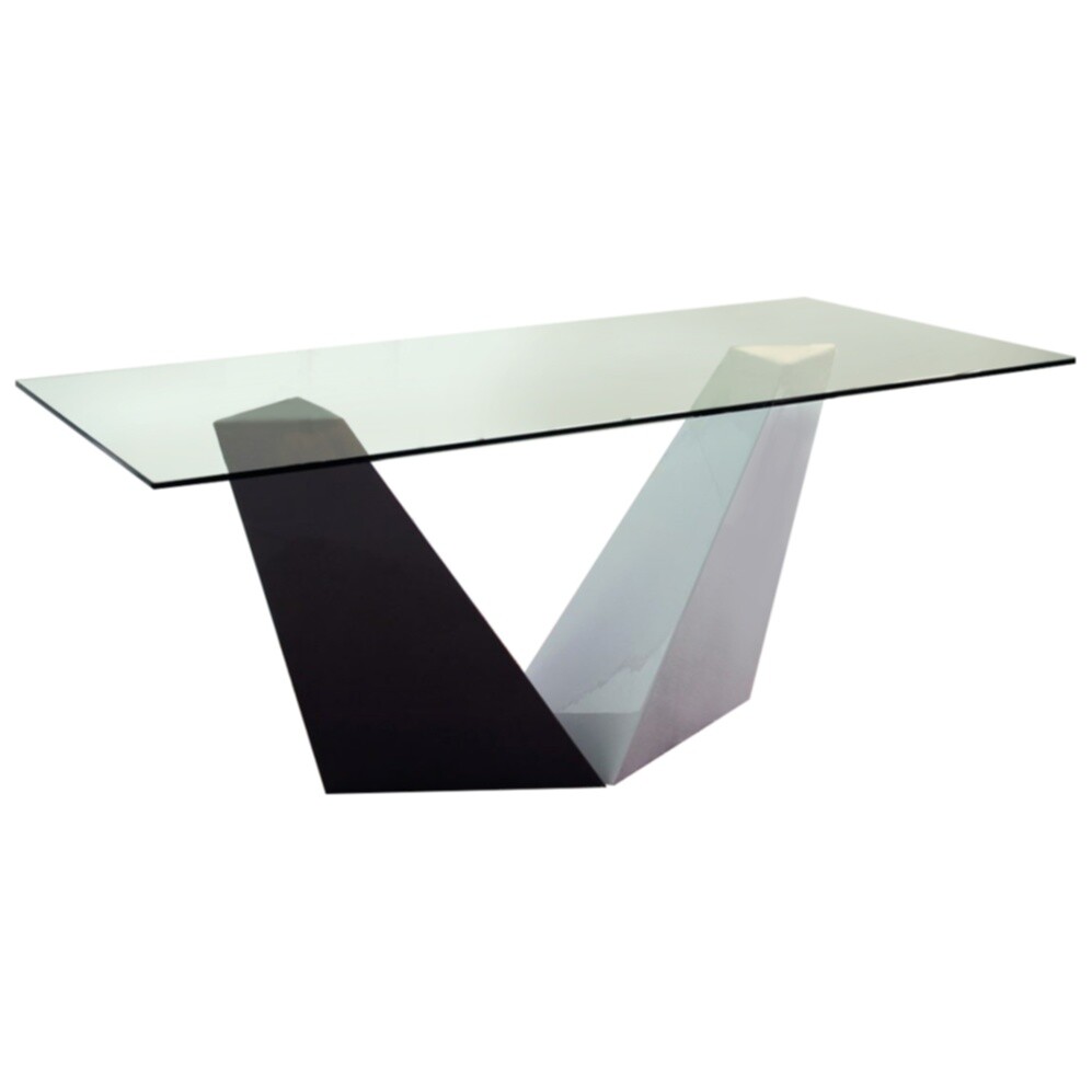 Обеденный стол стеклянный на белом основании 180 см luogo