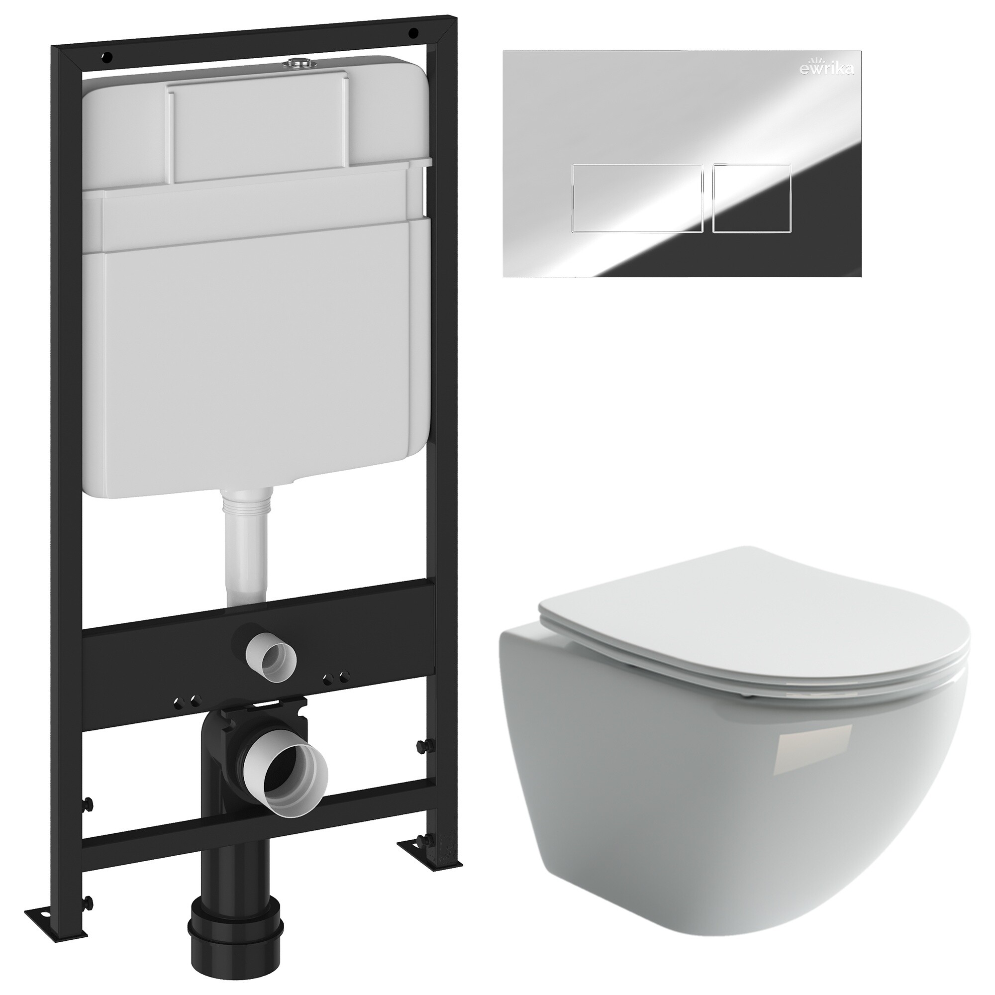 Унитаз Ceramicanova Metropol CN4002 с инсталляцией Ewrika ProLT 0026-2020, с кнопкой хром 0041