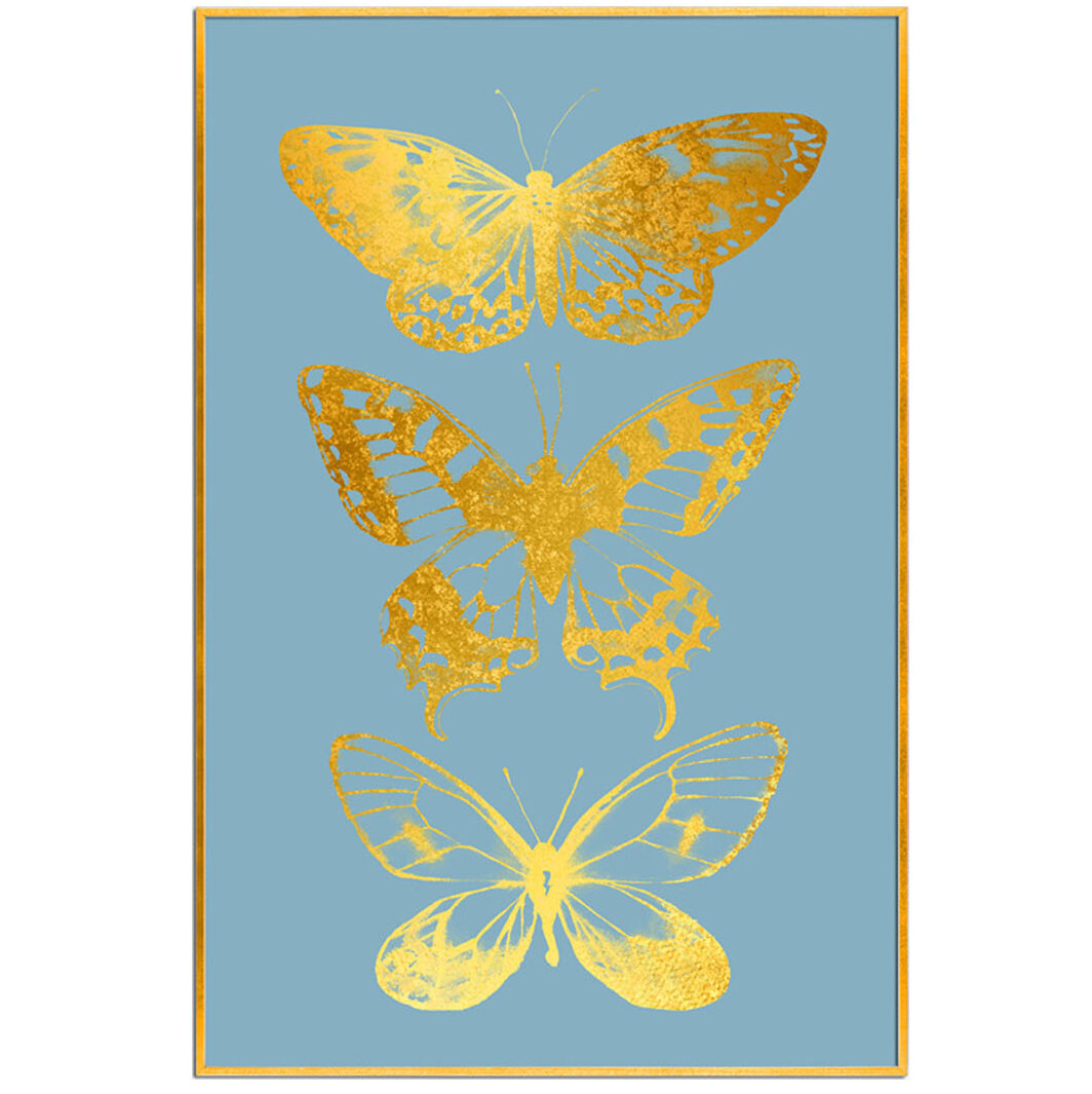 Постер прямоугольный на художественной бумаге 80х60 см &quot;Золотые бабочки-2&quot;