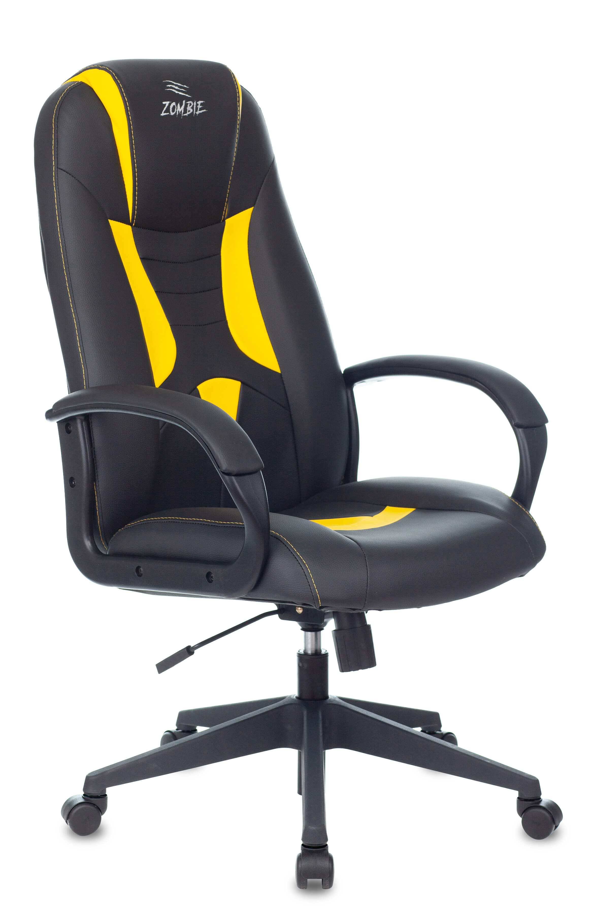 Кресло компьютерное экокожа черное, желтое Zombie 8