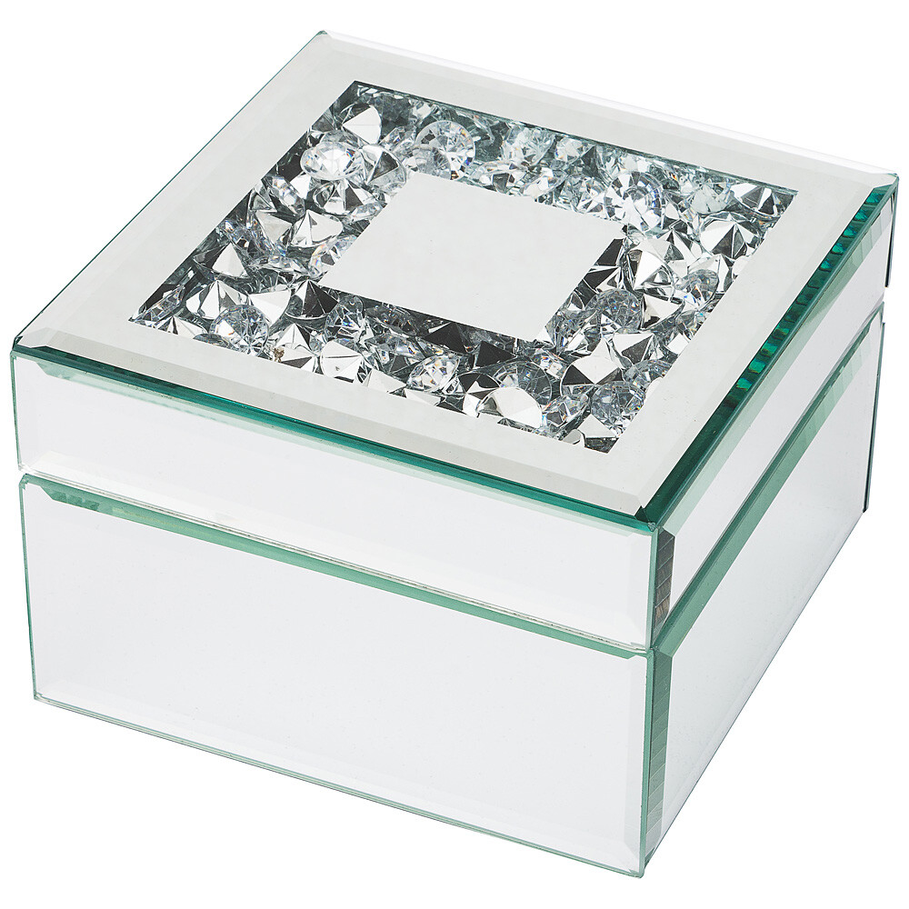 Шкатулка стеклянная с серебром квадратная 12,5х12,5 см Diamond