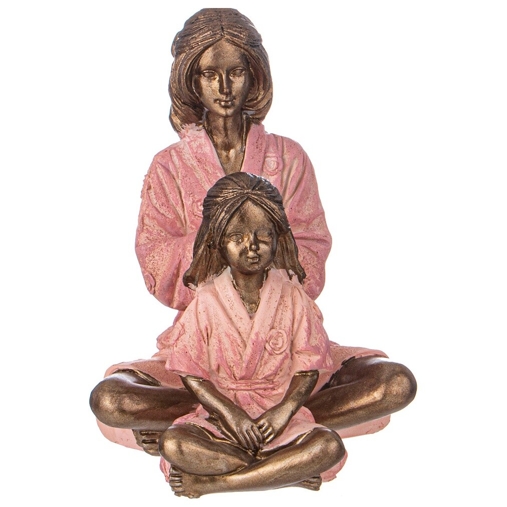 Фигурка декоративная 12 см бронзовая, розовая &quot;Мама с дочкой&quot;