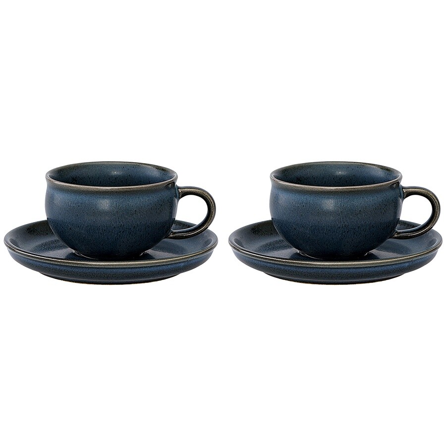Чайные пары фарфоровые 120 мл 2 шт. черно-синие Cosmic Kitchen