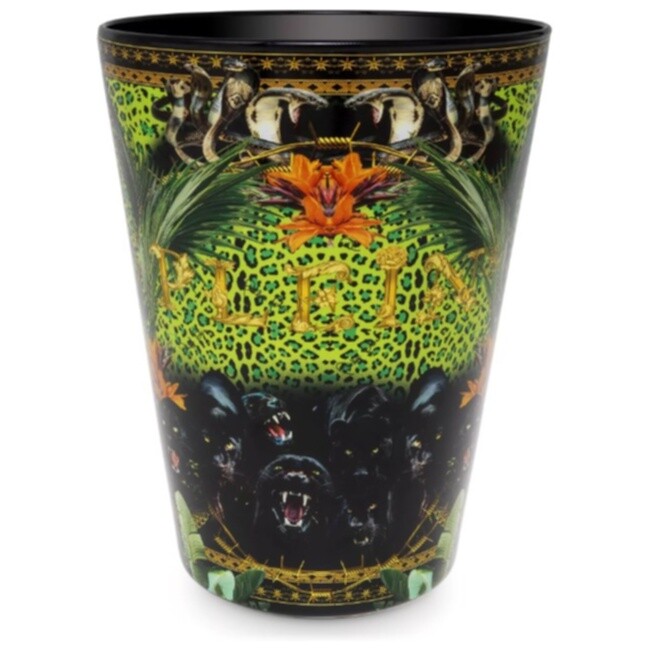 Свеча ароматическая в стеклянном стакане с рисунком черно-зеленая Jungle L