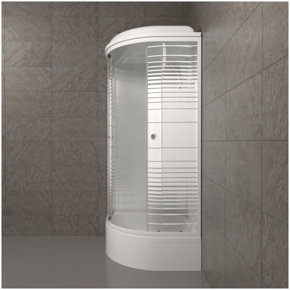 Душевая кабина четверть круга со средним поддоном 90х90 см белая Triton "Полосы В" Щ0000061848 - изображение 5