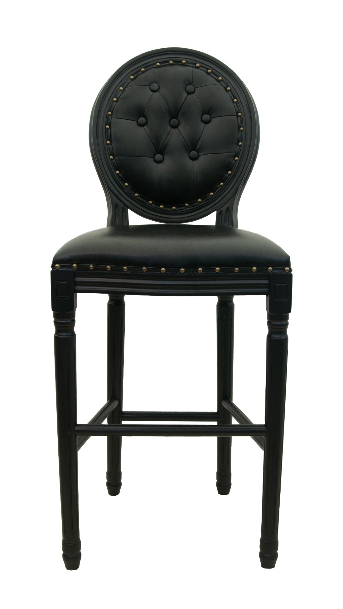 Барный стул со спинкой и стяжкой черный Filon button black