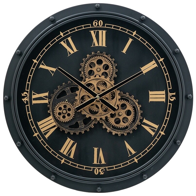 Часы настенные круглые чёрные 50 см Glasar