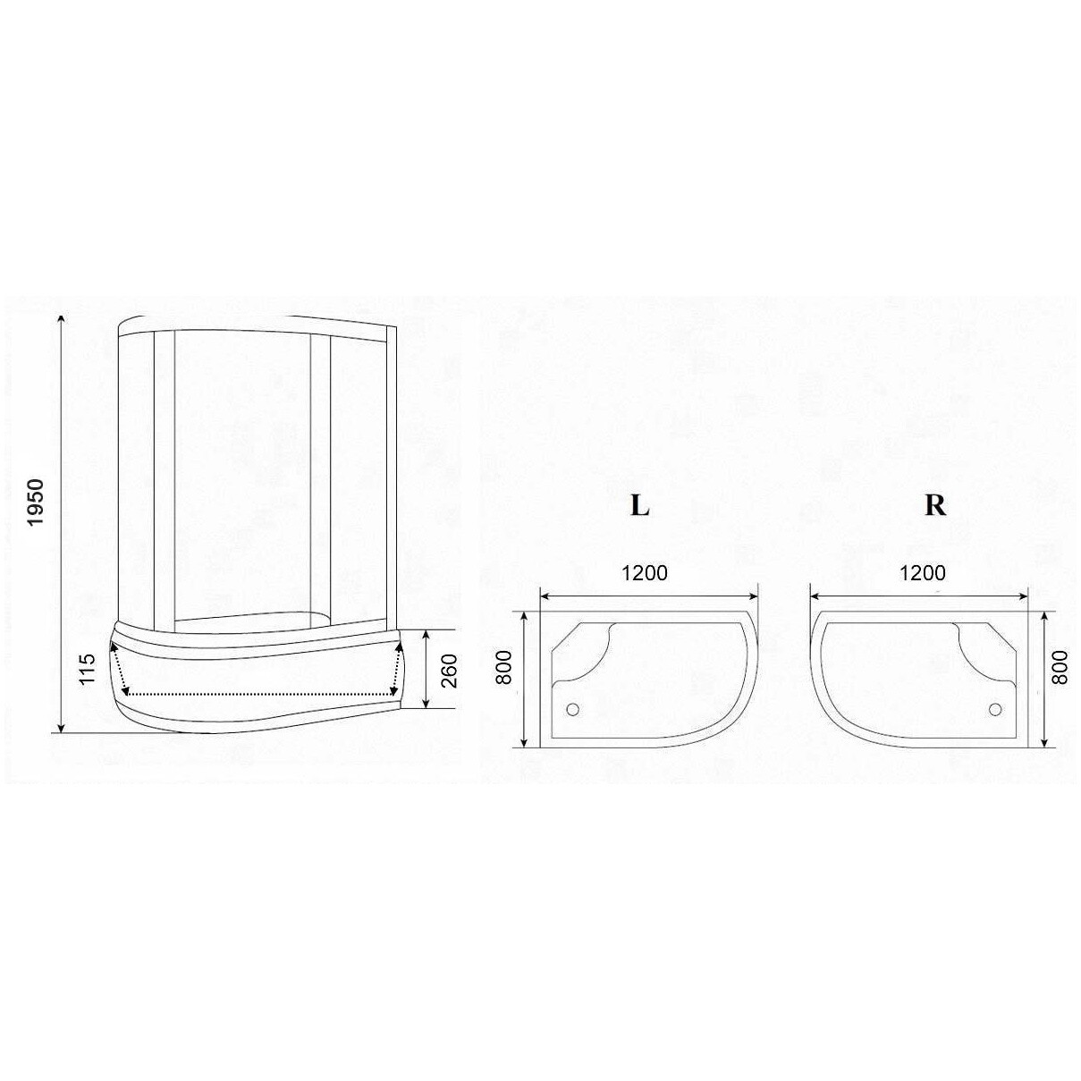 Душевой уголок ассиметричный правый со средним поддоном 80х120 см хром Parly ZFM1201R - изображение 4