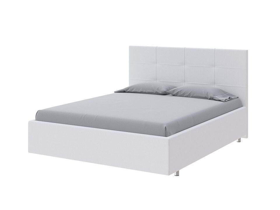 Кровать двуспальная экокожа белая 160x200 см Neo