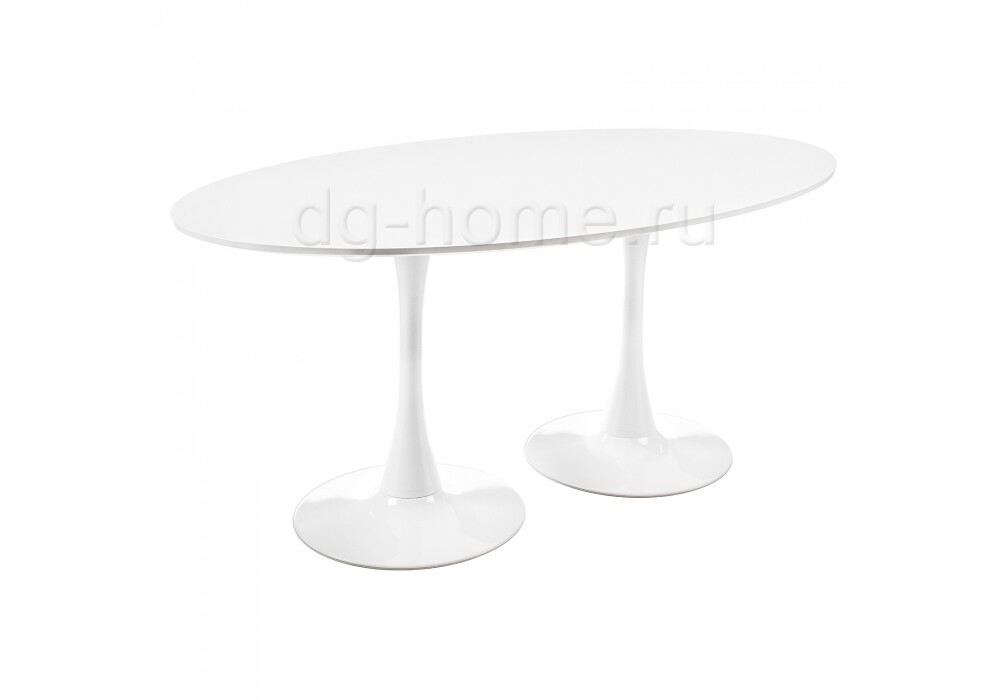 Обеденный стол овальный белый на двойном основании 130 см Tulip Double