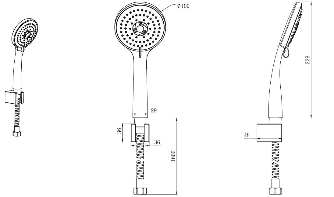 Душевой комплект встраиваемый однорычажный с верхним душем черный Aquatek "Вега" AQ1072MB Set 4 в 1 - изображение 8