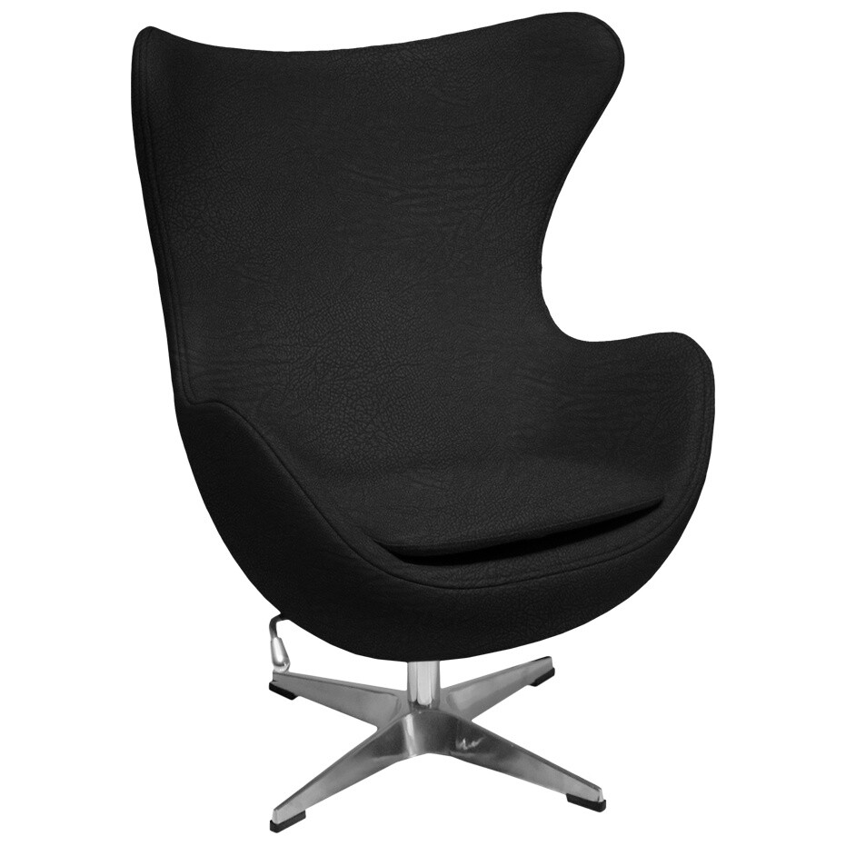 Кресло офисное кожаное с ушами черное Egg Chair
