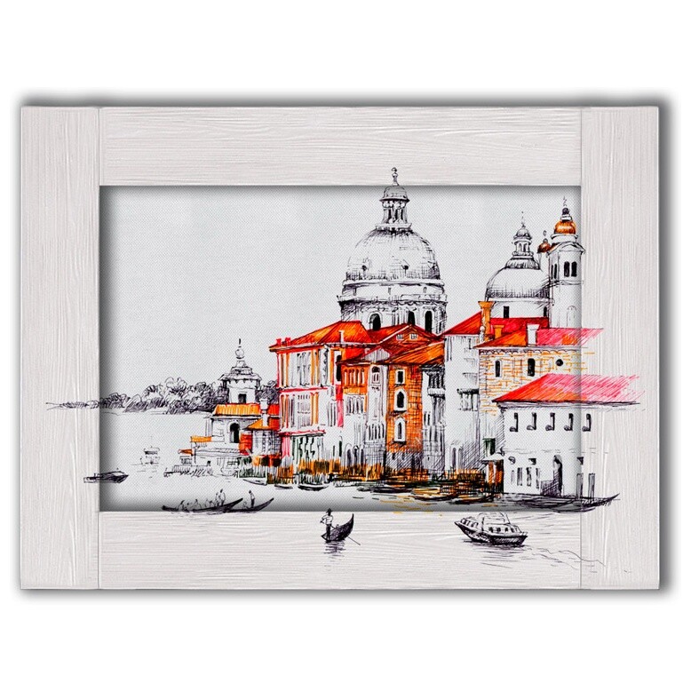 Картина с арт-рамой красная с серым 60х80 см &quot;Венеция&quot; 