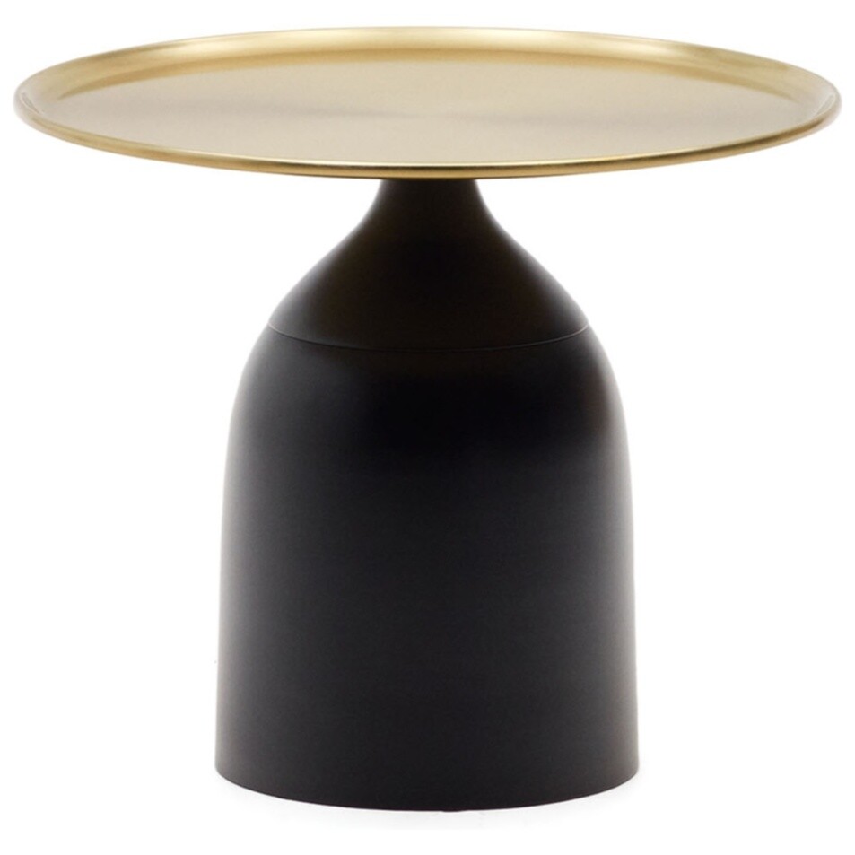 Приставной столик металлический круглый золотой, черный Liuva от La Forma
