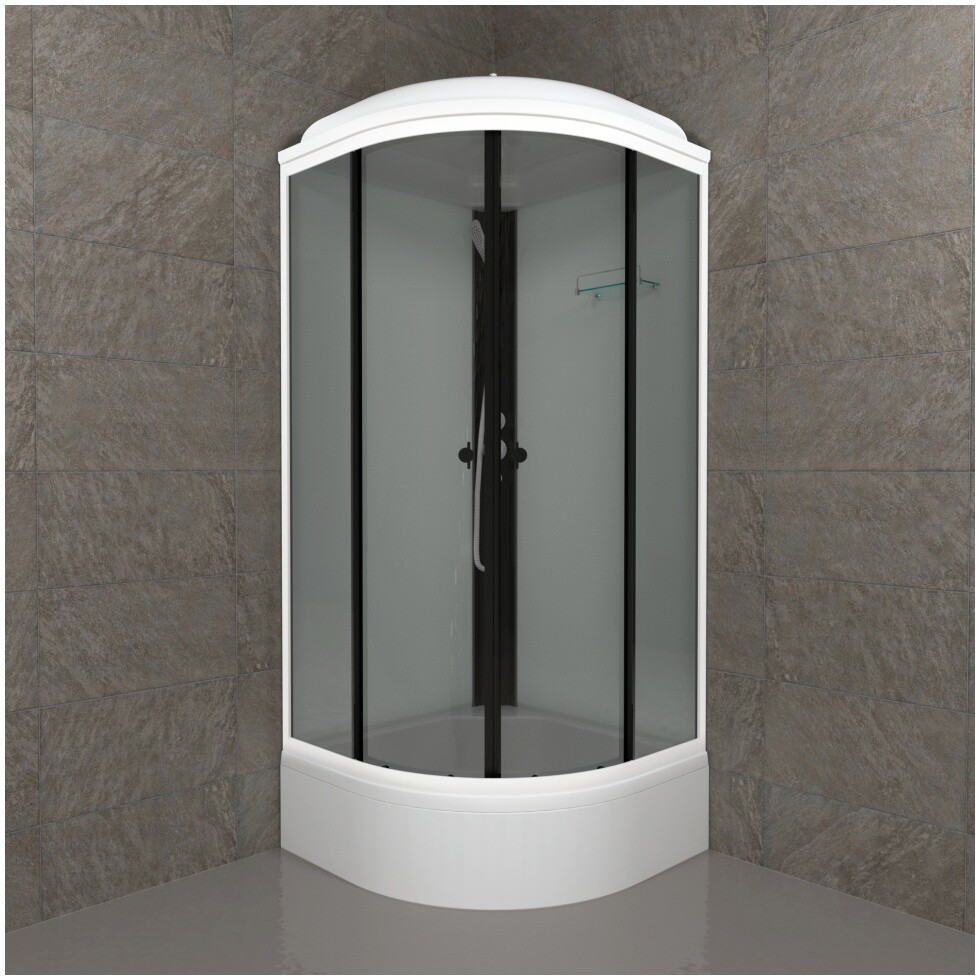 Душевая кабина четверть круга со средним поддоном 90х90 см белая Triton "Грэй-Вайт В" Щ0000067301 - изображение 4