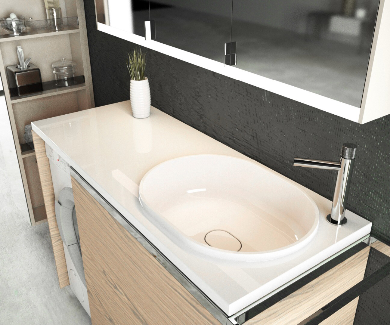 Раковина из искусственного камня на стиральную машину правая 48х120 см белая Stworki Bruks RBS120R - изображение 4