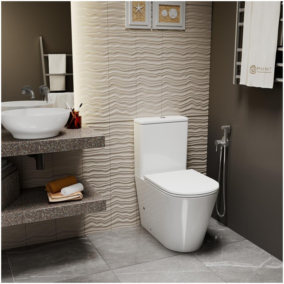 Унитаз напольный безободковый с сиденьем микролифт белый Point "Виктория" PN42061 - изображение 6