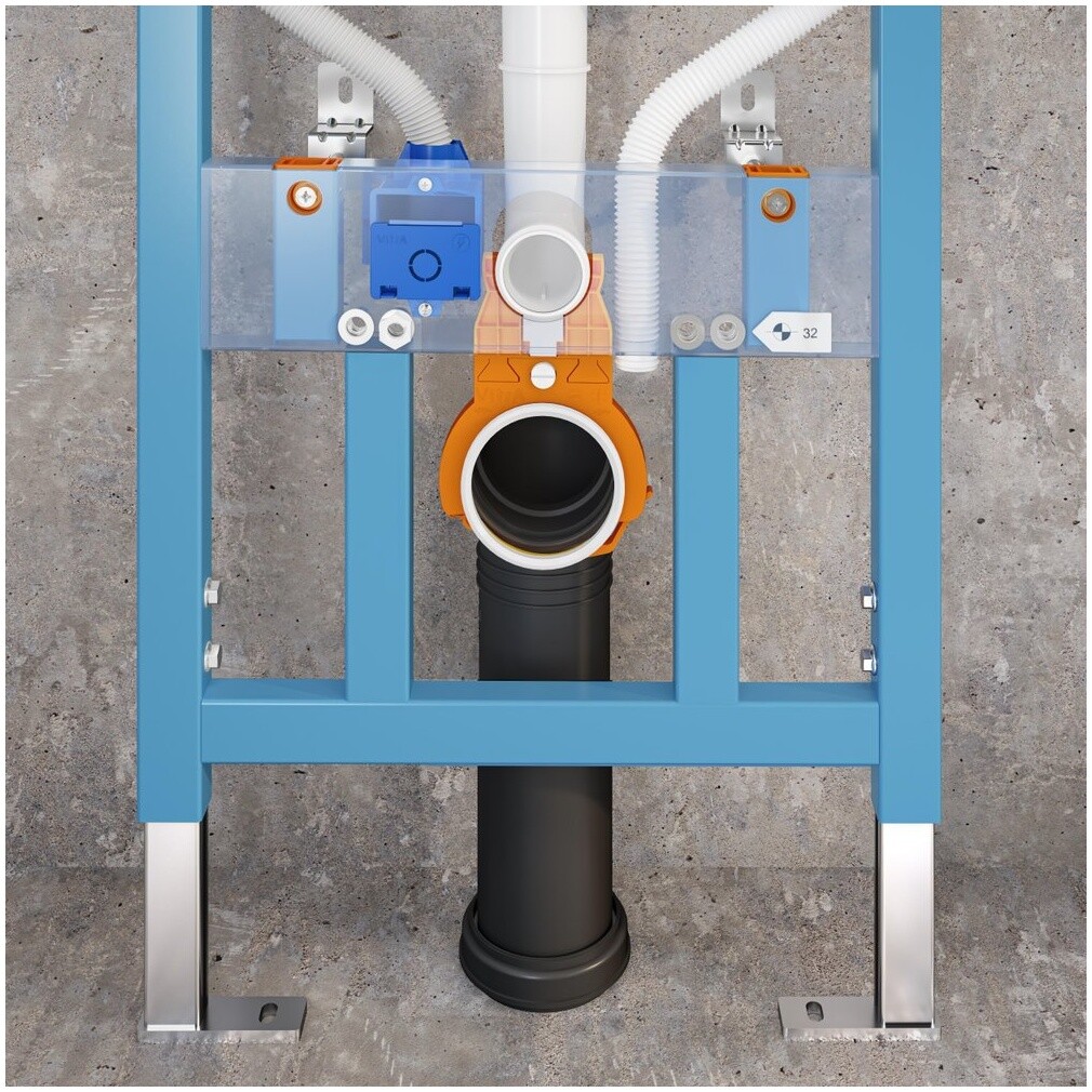 Унитаз подвесной с инсталляцией и кнопкой смыва хром Vitra Integra Square 9856B003-7207 - изображение 8