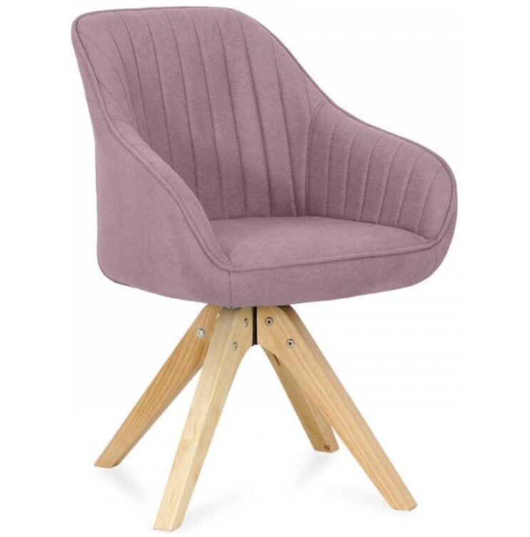 Кресло мягкое с деревянными ножками розовое Raymond