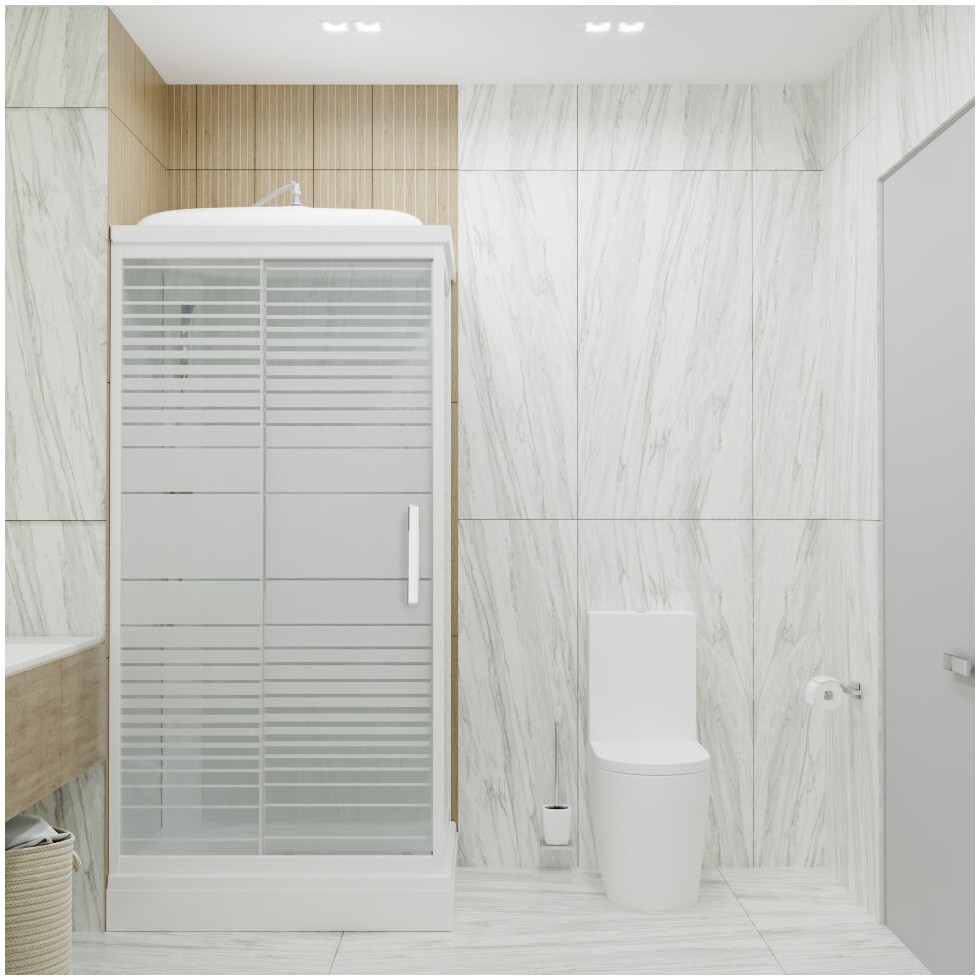 Душевая кабина прямоугольная с низким поддоном 80х120 см белые полосы Triton "Квадро А" Щ0000045508 - изображение 8