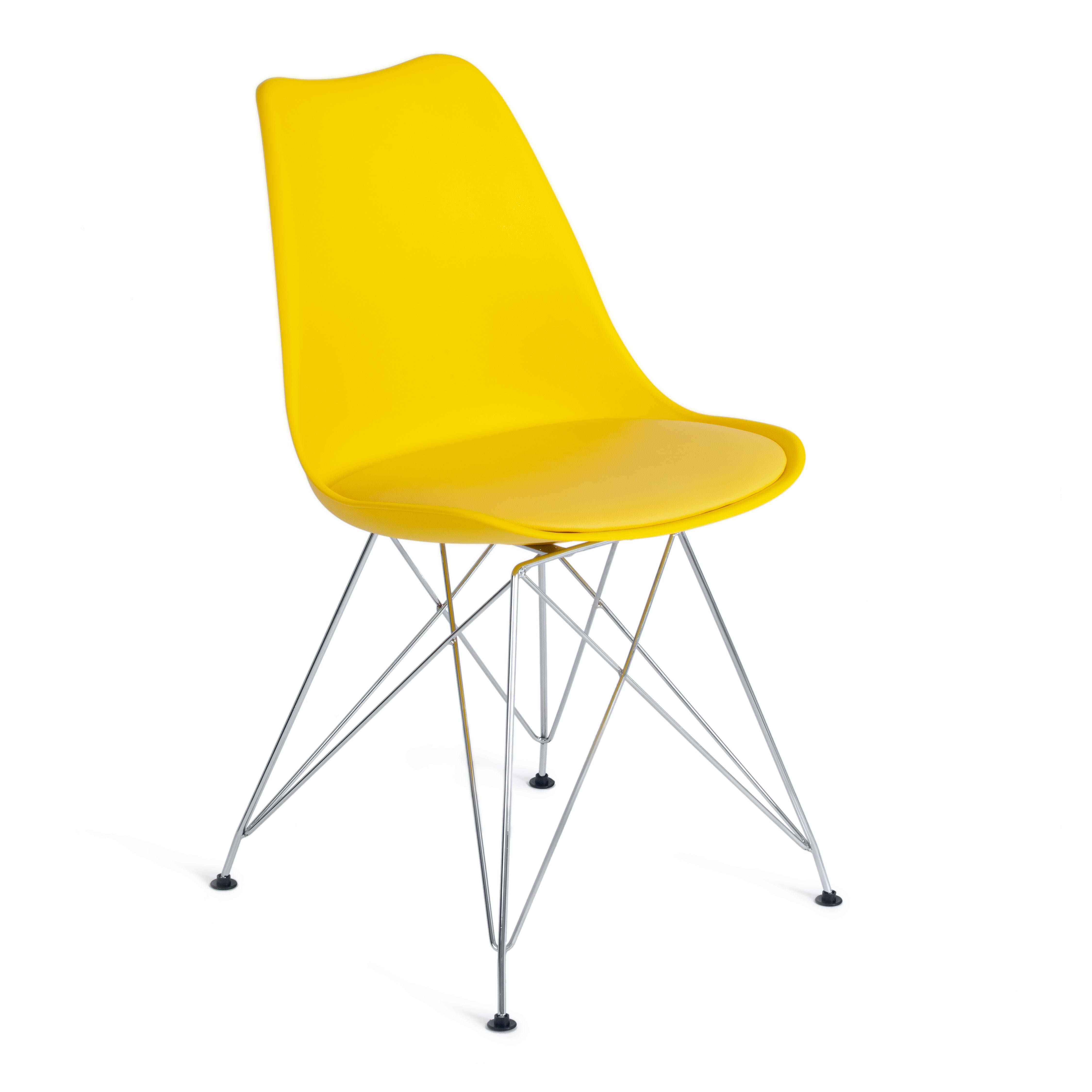 Стул пластиковый на металлических ножках желтый Tulip Iron Chair