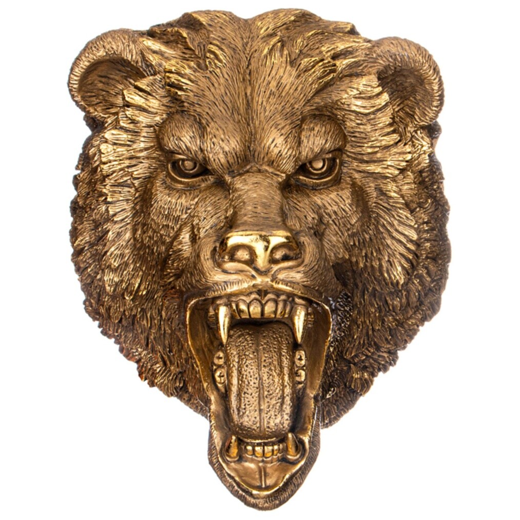 Декор настенный из полистоуна бронза &quot;Голова Медведя&quot;