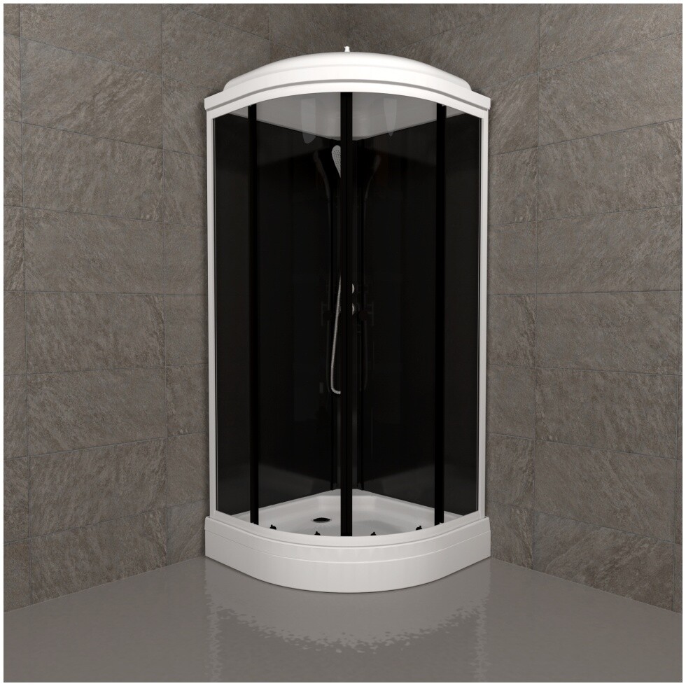 Душевая кабина четверть круга с низким поддоном 88х88 см белая, черная Triton "Нова А" Щ0000062583 - изображение 12