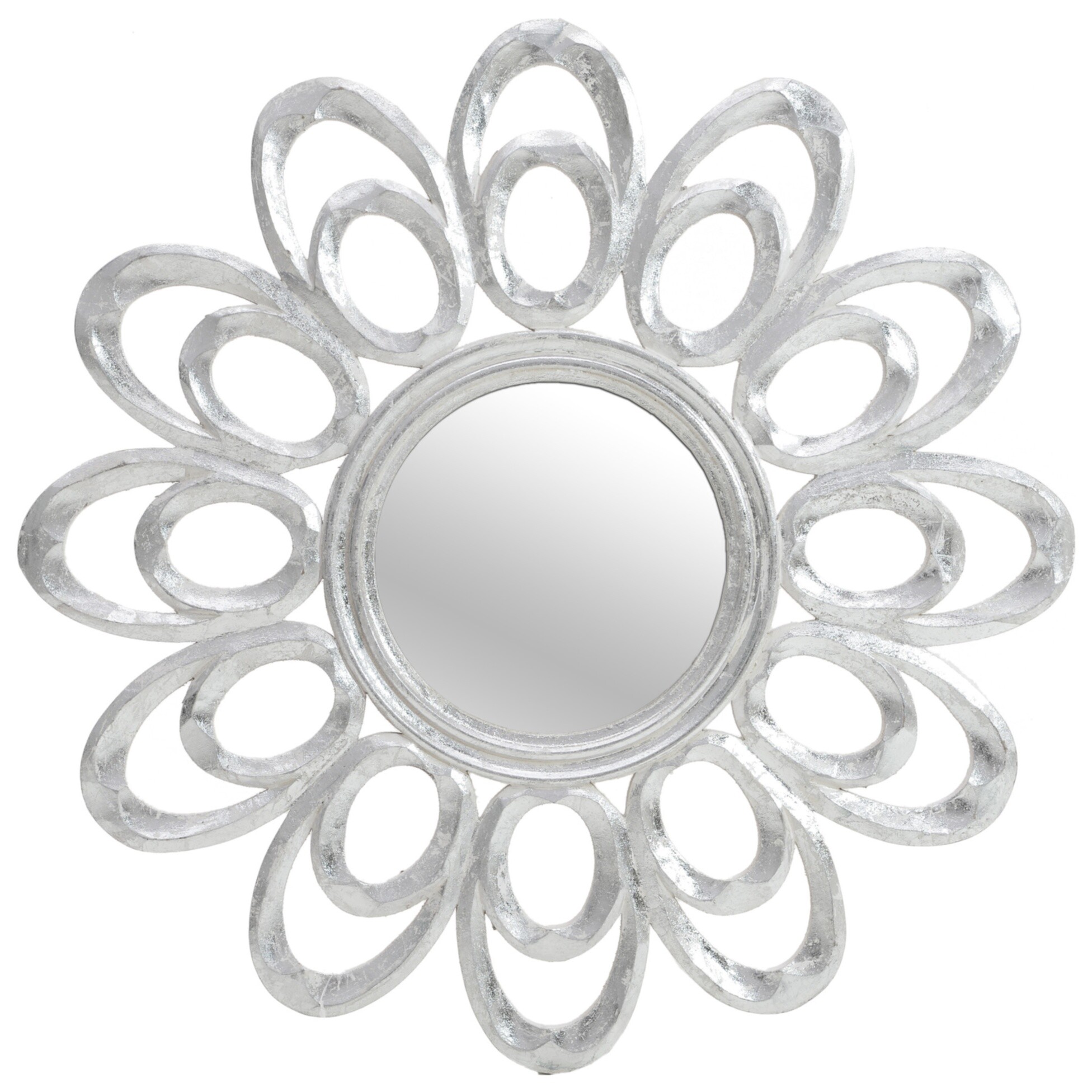 Круглое зеркало настенное 60х60 см серебристое