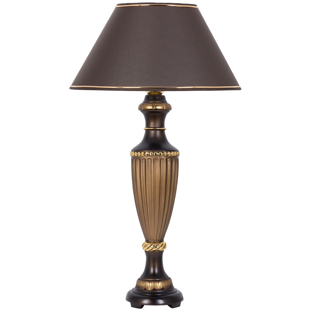 Лампа настольная мраморная с абажуром бронза, мокко &quot;Ваза Ребристая. N38&quot; 32004 Б