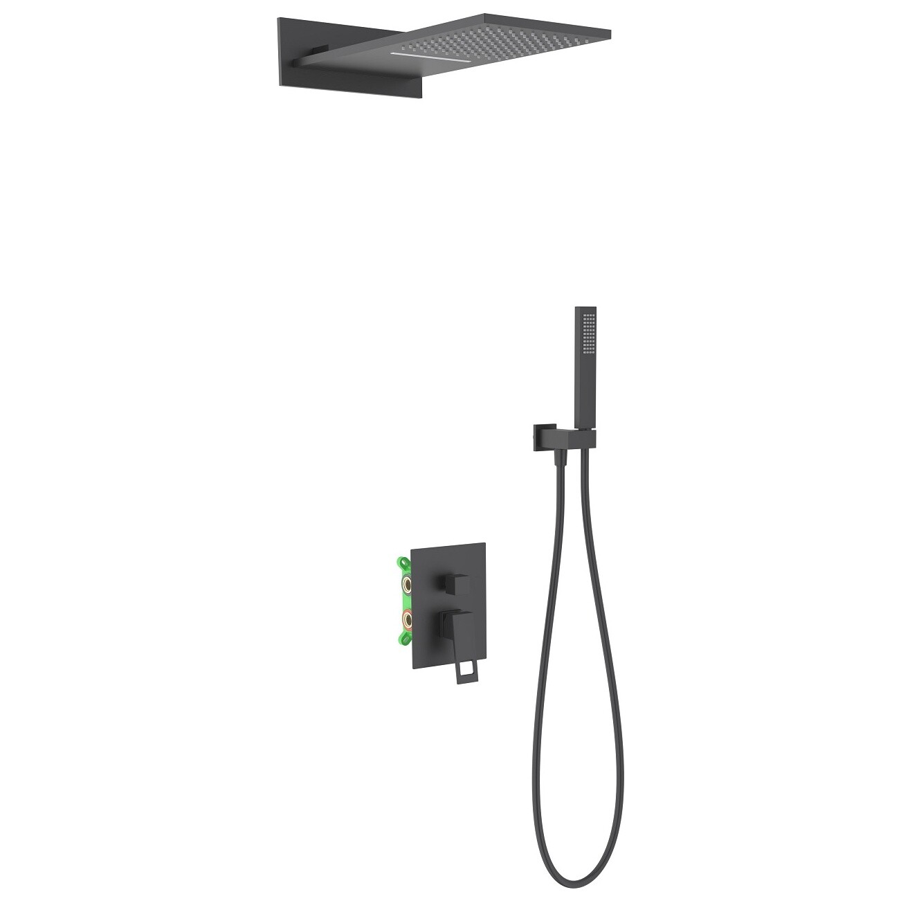 Душевой комплект встроенный с тропическим душем черный Timo Briana SX-7139-03SM