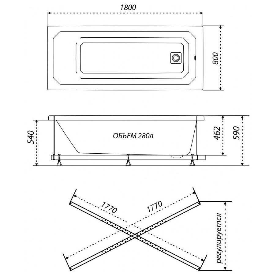 Ванна акриловая 180х80 см белая Triton "Прага" Щ0000049119 - изображение 9