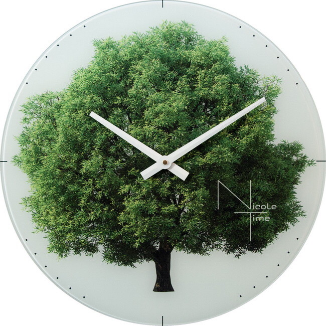 Часы настенные бело-зеленые NT535 Noosphere