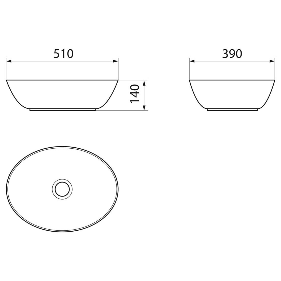 Раковина накладная овальная фарфоровая белая Point "Артемида 51" PN43151WB - изображение 4