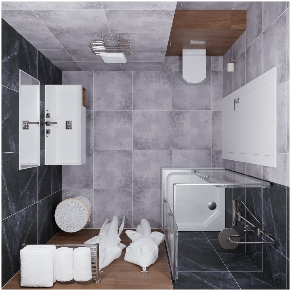 Душевой уголок квадратный с низким поддоном 100х100 см хром Triton "Вента-Хром" Щ0000049619 - изображение 6