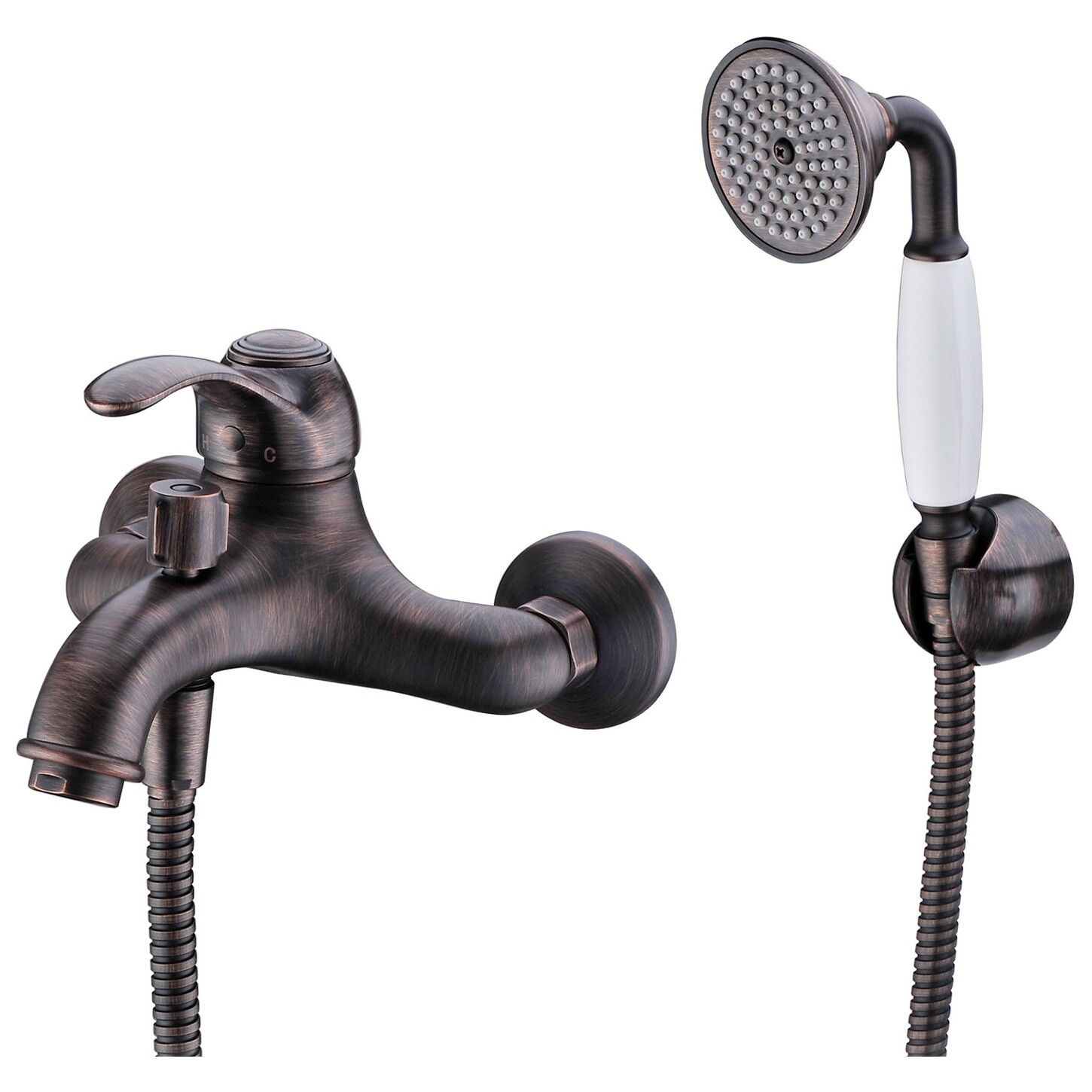 Душевой комплект с лейкой и коротким изливом темная бронза Wasserkraft Isar 1301