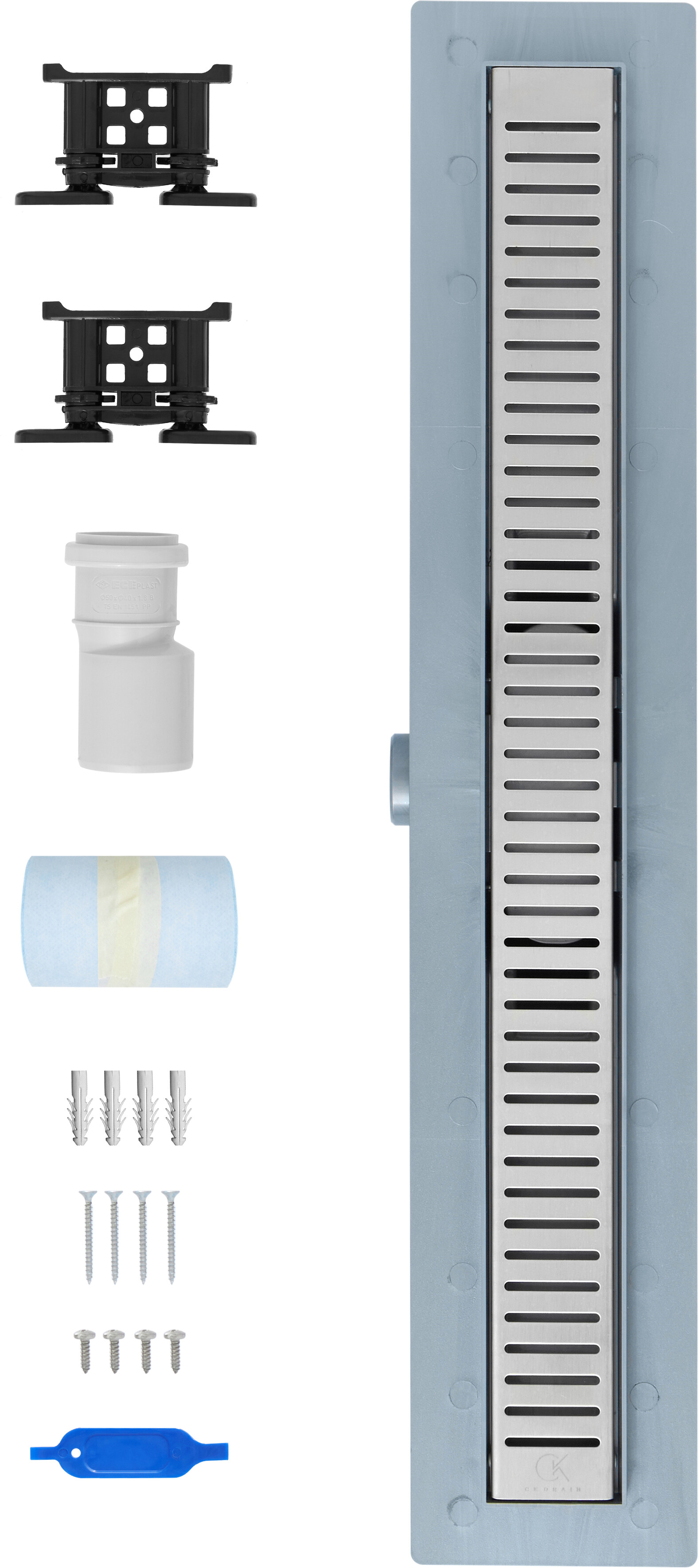 Душевой лоток с перфорированной решеткой 90 см хром Ck Drain AQPL10-90 Stick