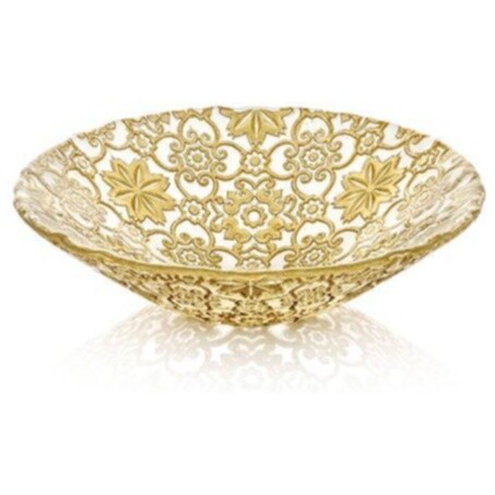 Салатник стеклянный с узором 25 см золотой Arabesque Gold