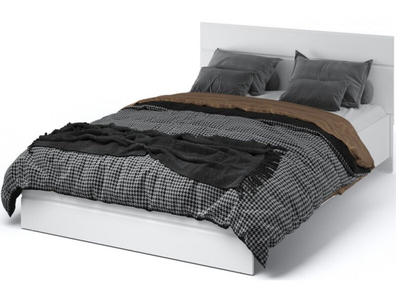 Кровать двуспальная 160х200 см глянцевая белая &quot;Йорк&quot;