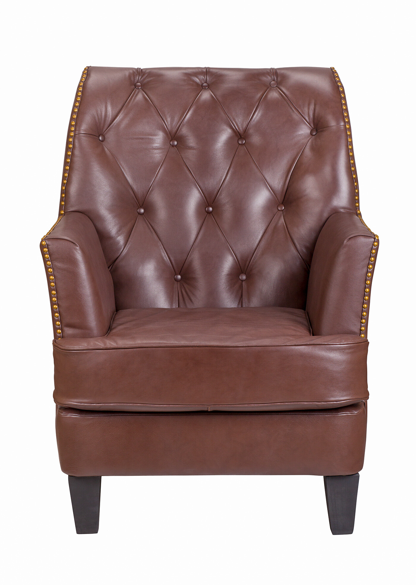 Кресло мягкое кожаное коричневое Noff Leather