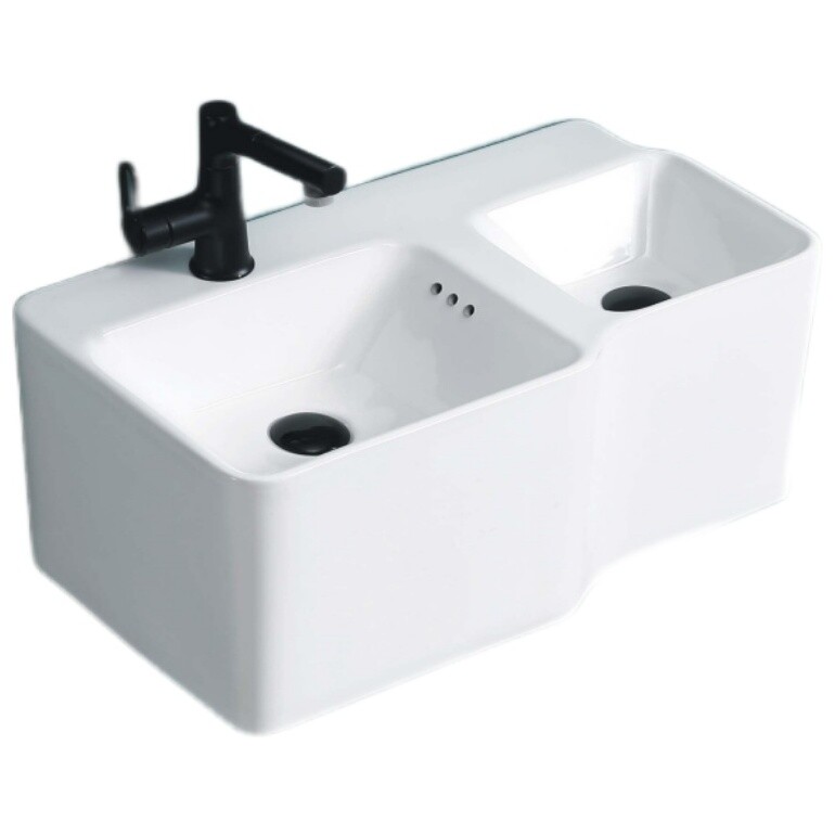 Раковина подвесная двойная фарфоровая 37х65 см белая Cerutti SPA Double Bella CT9703