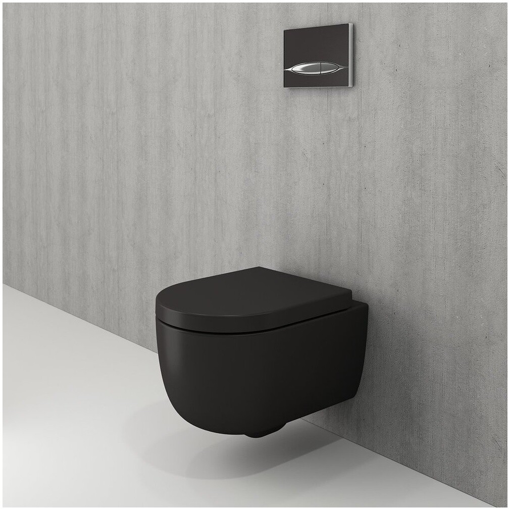 Унитаз подвесной черный Bocchi Parma 1417-004-0129 с инсталляцией Rapid SL 38772001 - изображение 4