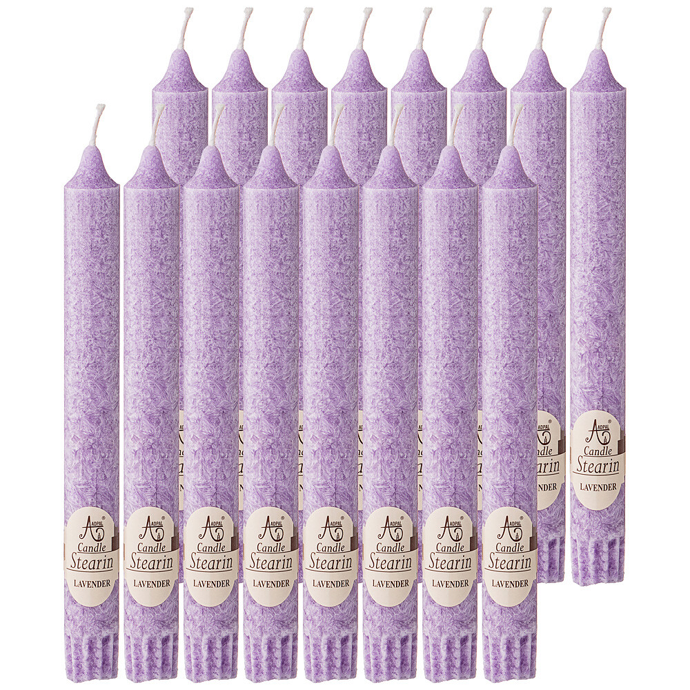Свечи ароматические стеариновые сиреневые, 16 штук Lavender