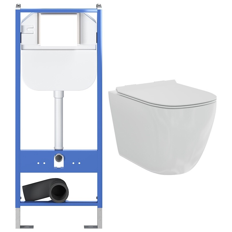 Унитаз подвесной белый Creto Logan L1 1001-001-L1W с инсталляцией Standart 1.0