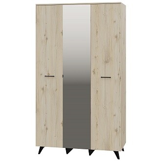 Шкаф трехдверный для одежды с зеркалом гаскон пайн светлый Sofia 18
